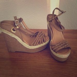 Charlotte Russe braided tan wedges.